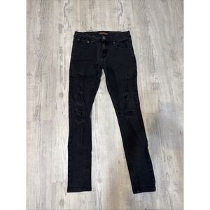 Men's Copper Rivet Black Distressed‎ Skinny Jeans Size 30x32